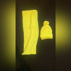 NEON YELLOW HAT AND SCARF SET